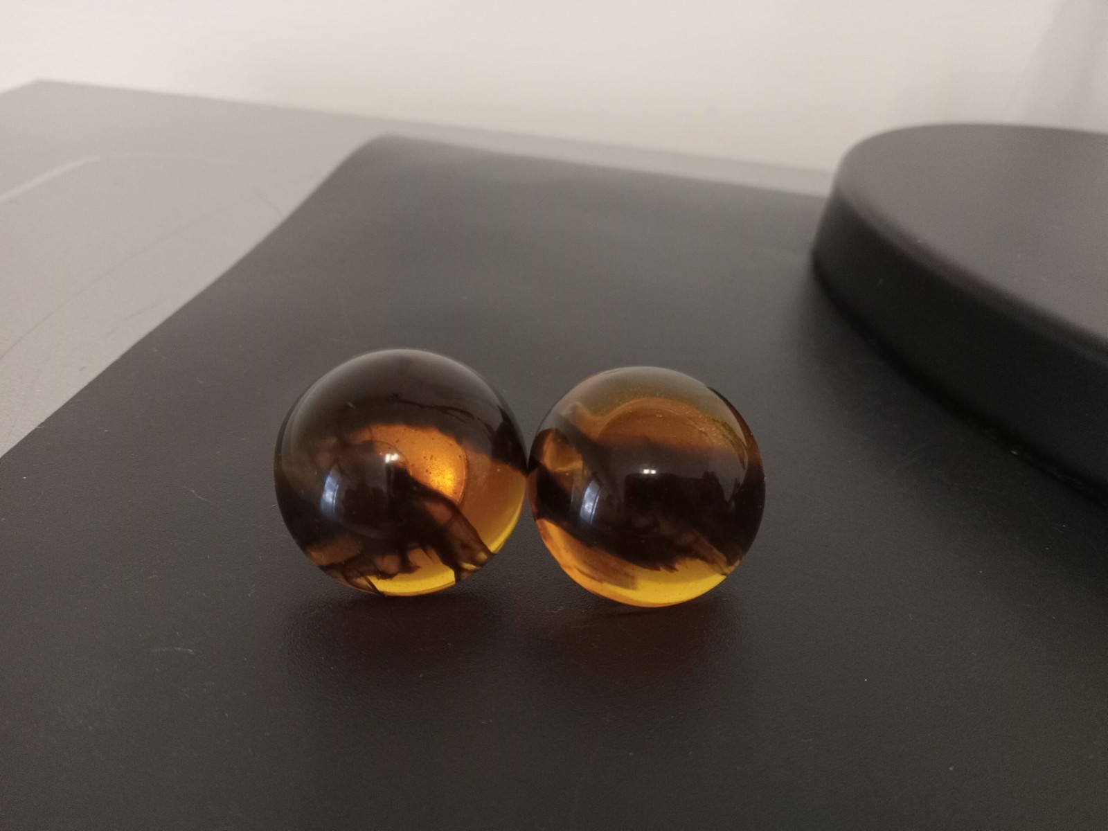 Vintage Amber Acrylic Resin Stud Earrings