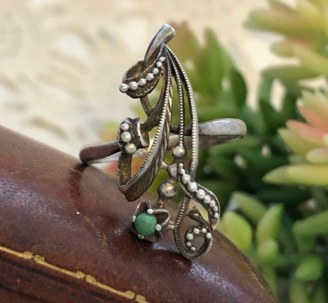 Lovely Estate Rare Vintage Ring Soviet Sterling Silver 925 Turquoise Size 9 USSR