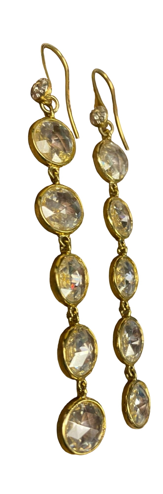 Vintage Henri Bendel Gold tone and Chrystal Drop Pierced Earrings