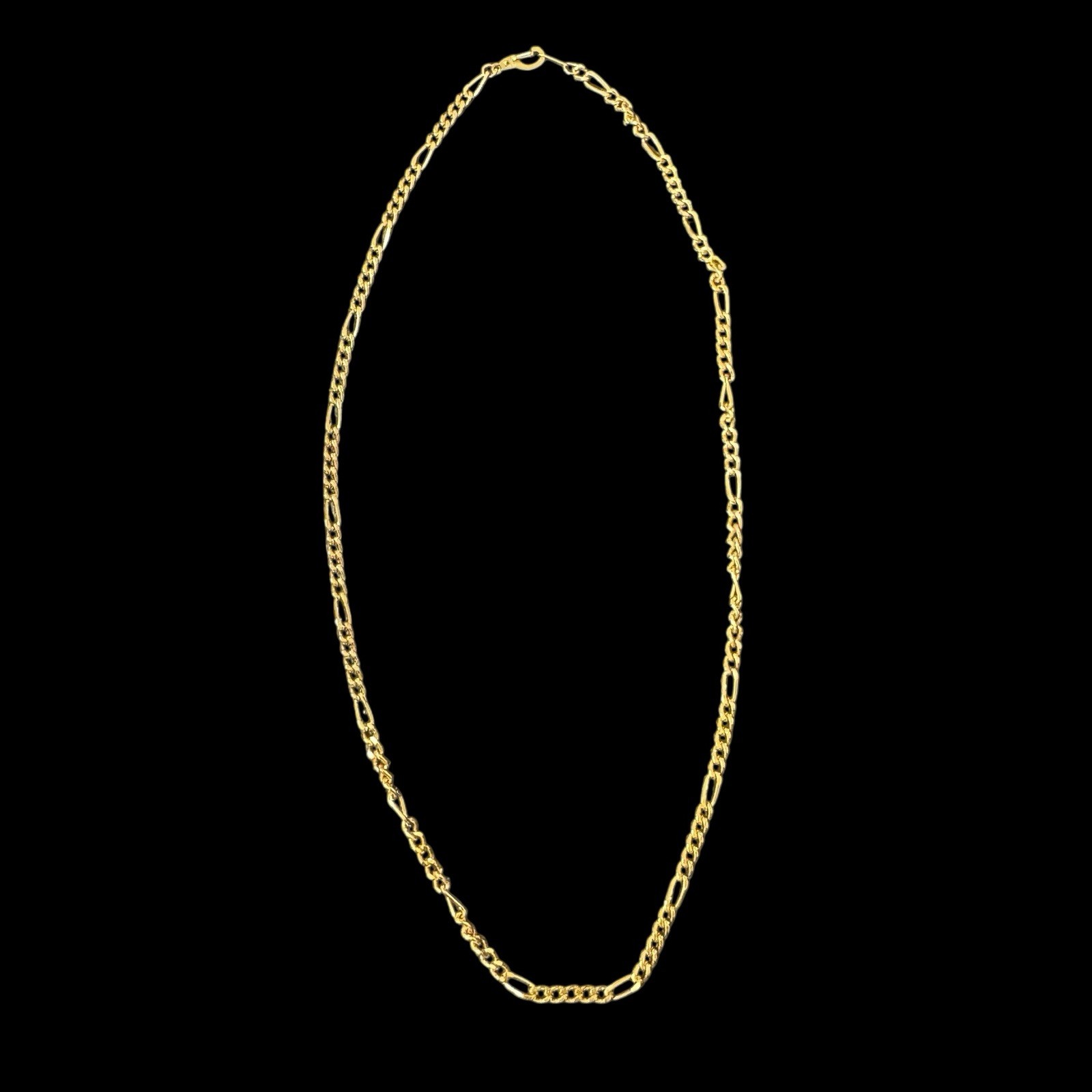 Vintage 14KGP Yellow Gold Plate Figaro Chain Necklace 20 Inch