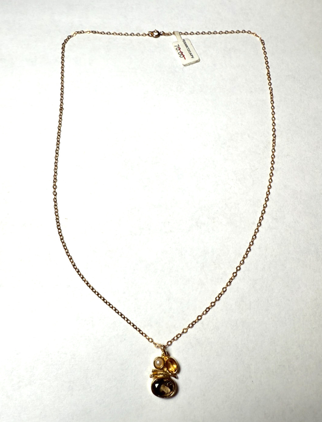 Vintage NOS Gold on Silver 925 Cz & Pearl Pendant & 1/20 14K GF 18″ Necklace