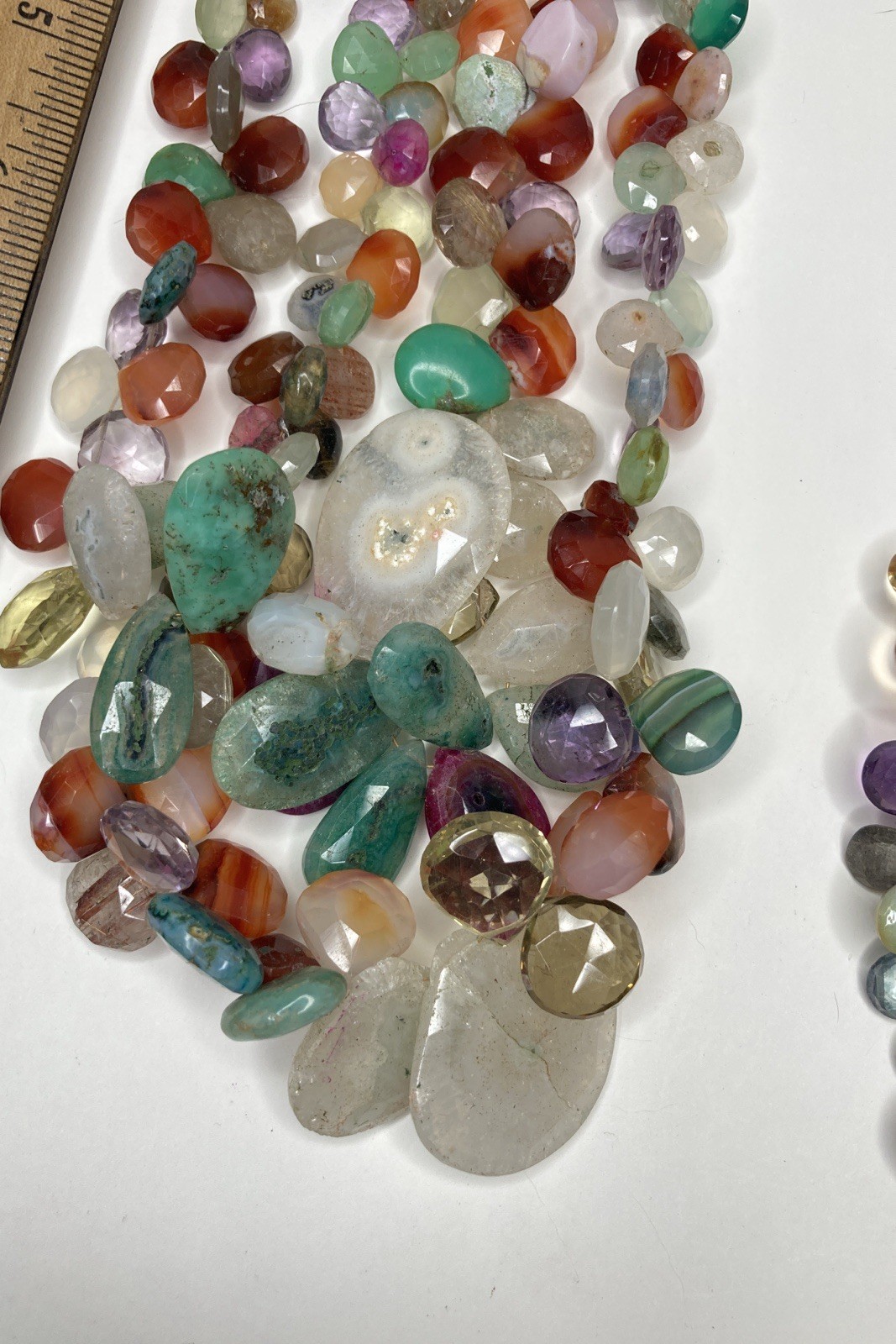 2 Multi-Colored & Multi-Strand Faceted Natural Crystal Bead Necklaces 17” & 18”