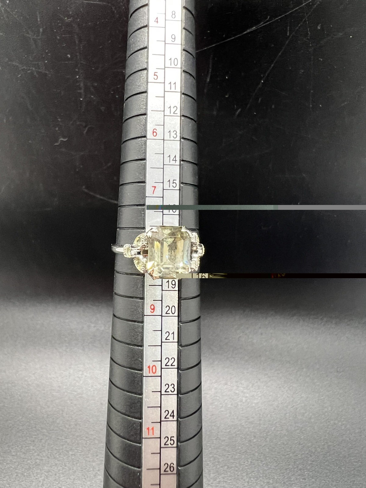 Vintage UNCAS Size 8 Ring Sterling Silver Patent No. 2763140 Smokey Grey Stone