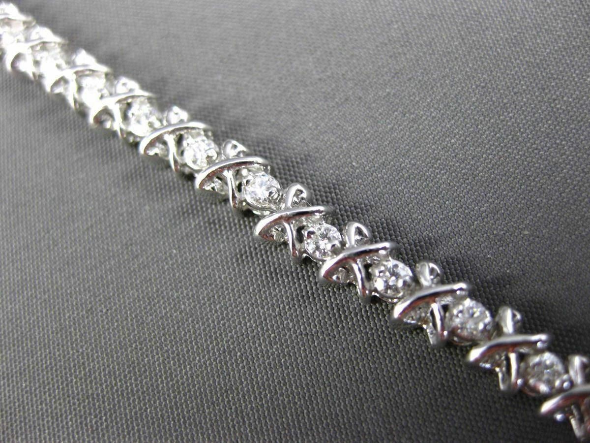 ESTATE 1.0CT DIAMOND 14KT WHITE GOLD 3D LOVE TENNIS BRACELET E/F VS/VVS #24202