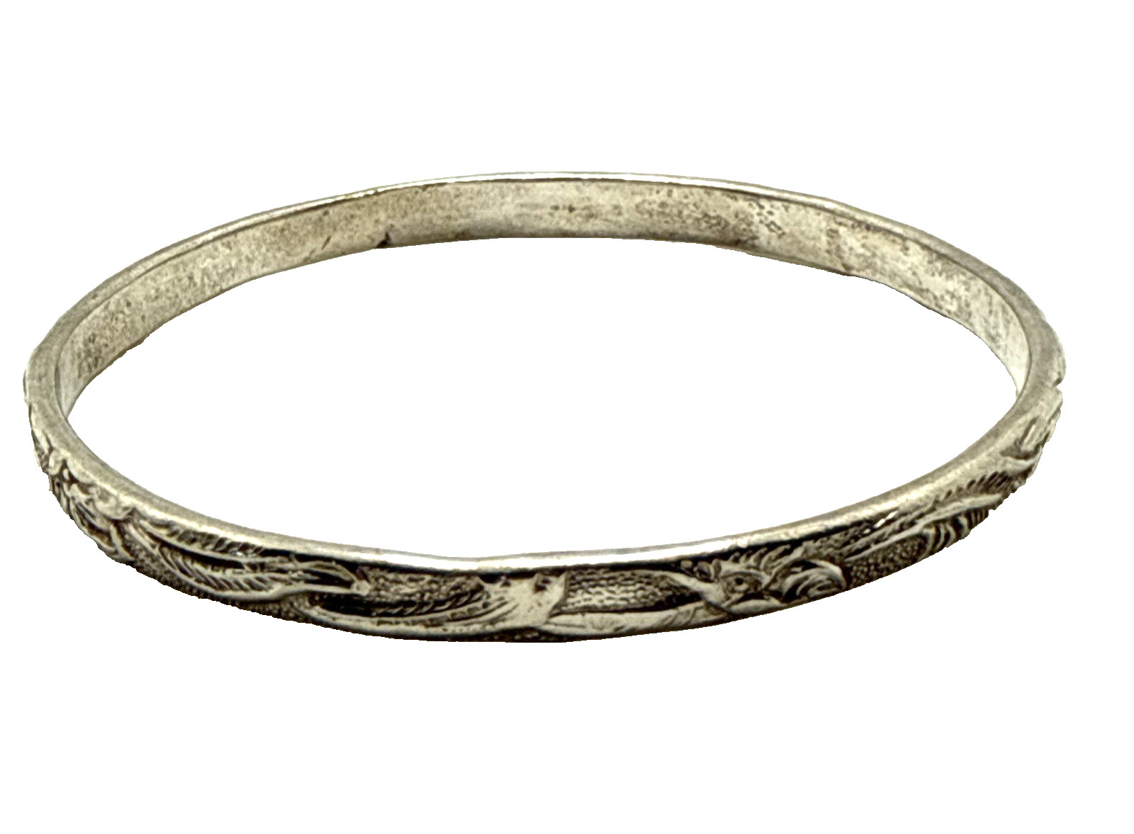Vintage Mexican Sterling Silver 925 Bangle Bracelet Ornate Design 19g Large 9″