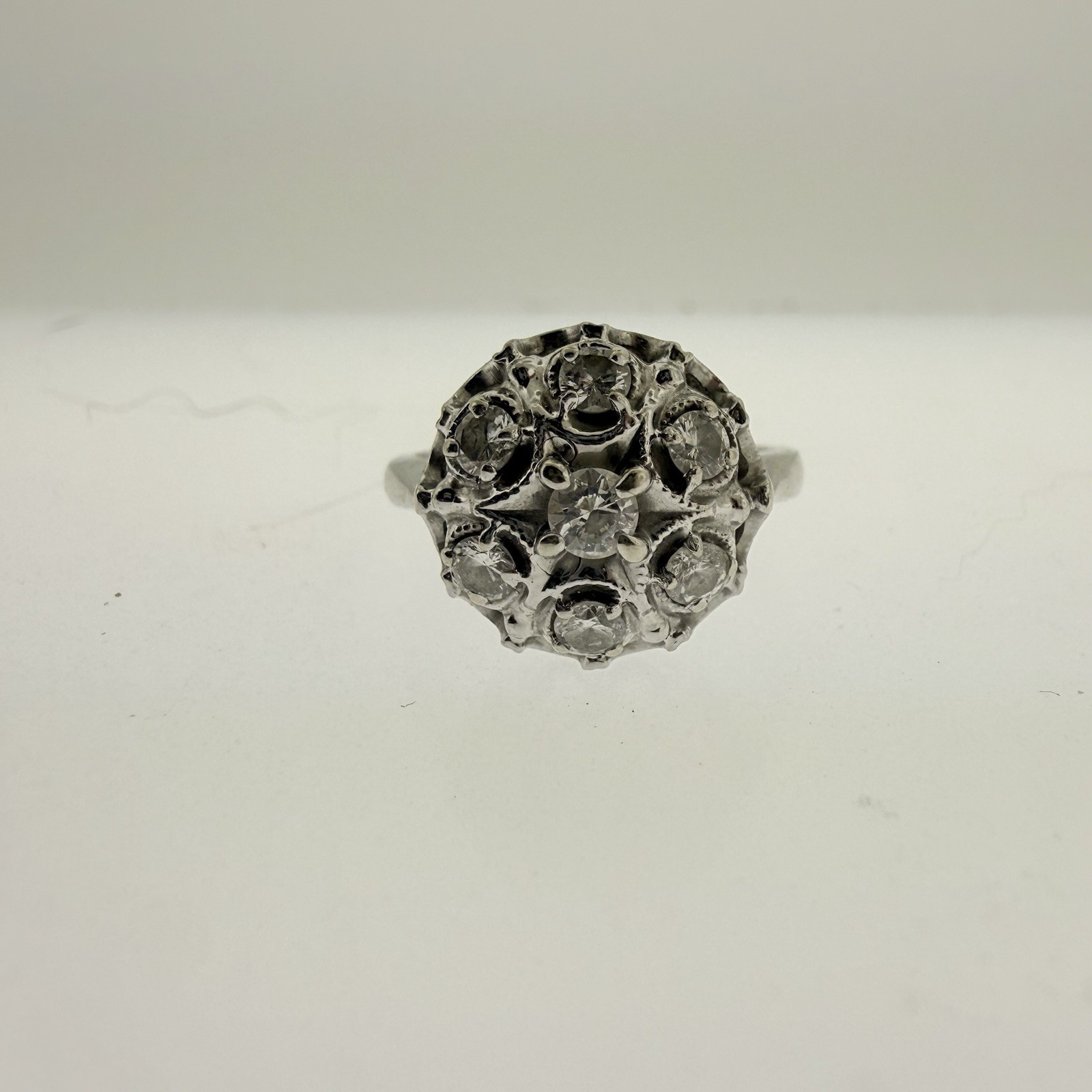 VINTAGE Estate 14k White Gold NATURAL Diamond 0.40CTTW Ring–Size 6