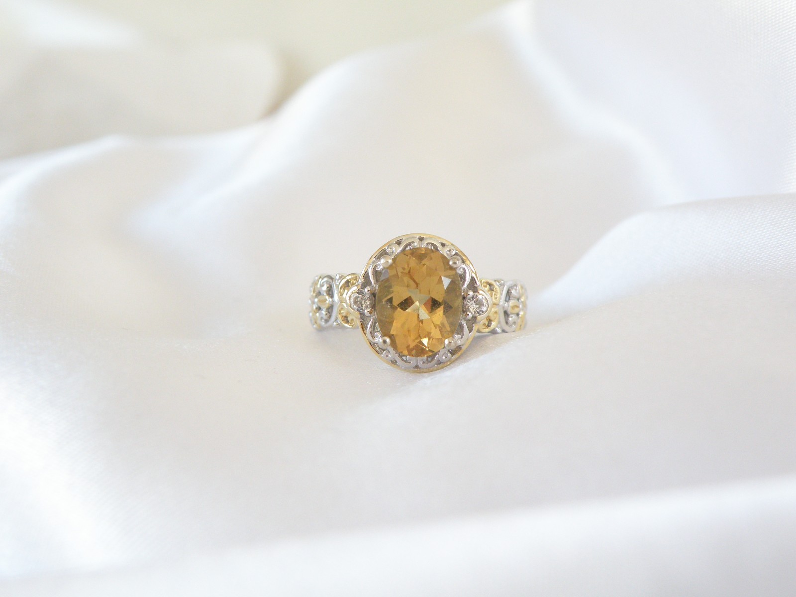 Gems En Vogue Sterling Silver 925 Golden Yellow Beryl Ring Size 7