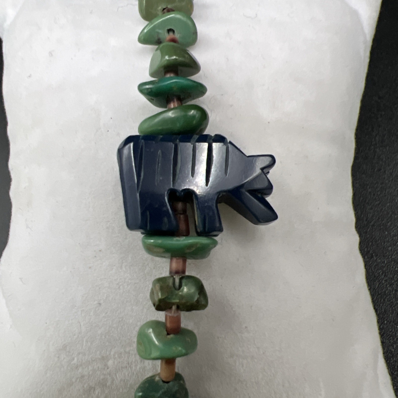 VTG Santo Domingo Turquoise Nugget Bear Fetish 8.5” Bracelet Sterling Silver