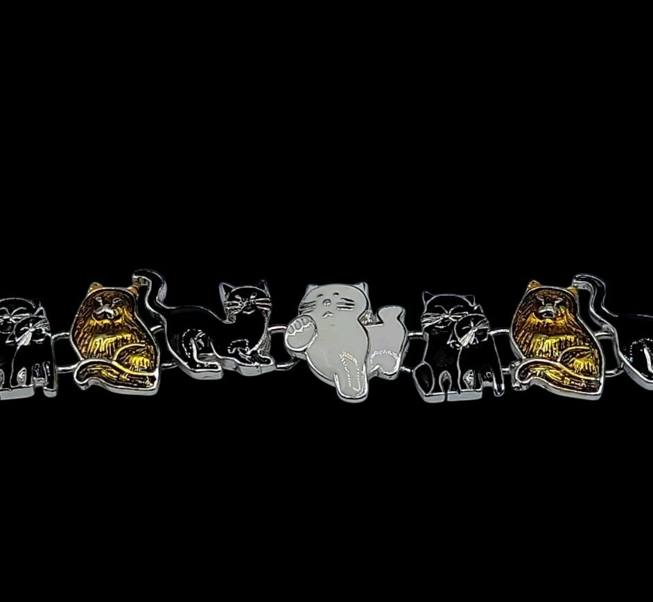 Cat Jewerly Lot 4 Kitty Pins Brooches Bracelet Sterling Silver Necklace