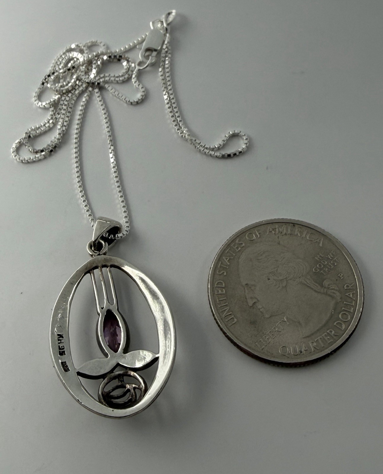 Vintage Glasgow Rose Amethyst Silver 925 Pendant Necklace Kit Heath 95