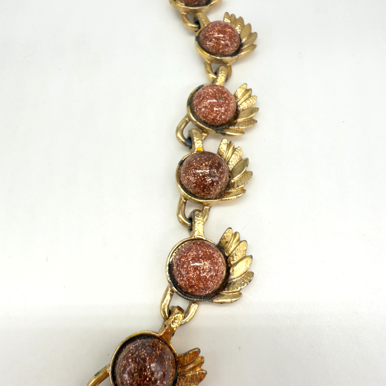 Vintage Goldstone Necklace Gold Tone 17.5 Inches