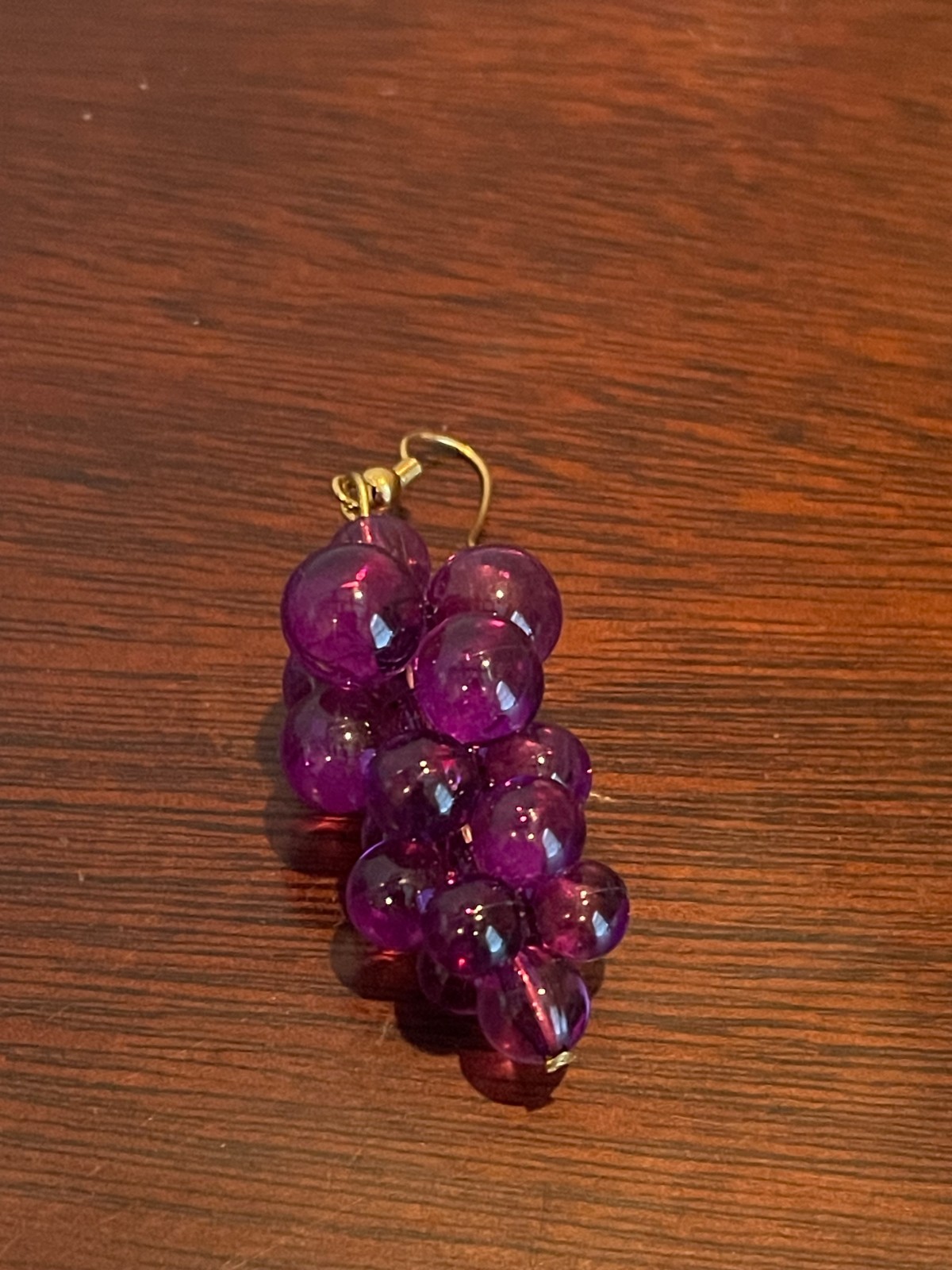 Grape Earrings Lucite Resin Purple Cluster Dangle Vintage Translucent Grapes