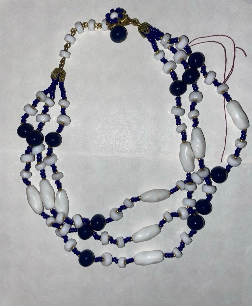 Vintage Miriam Haskell beaded necklace and clip on earrings set