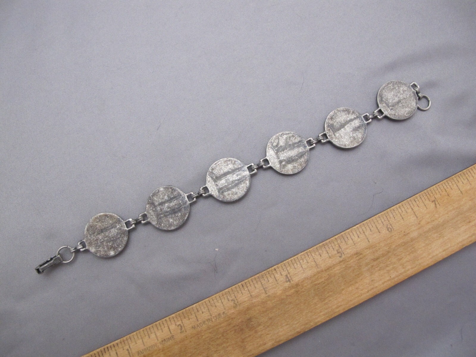 Antique UNIVERSITY OF FLORIDA GATORS Souvenir LINK BRACELET-Silver Tone Metal-NR