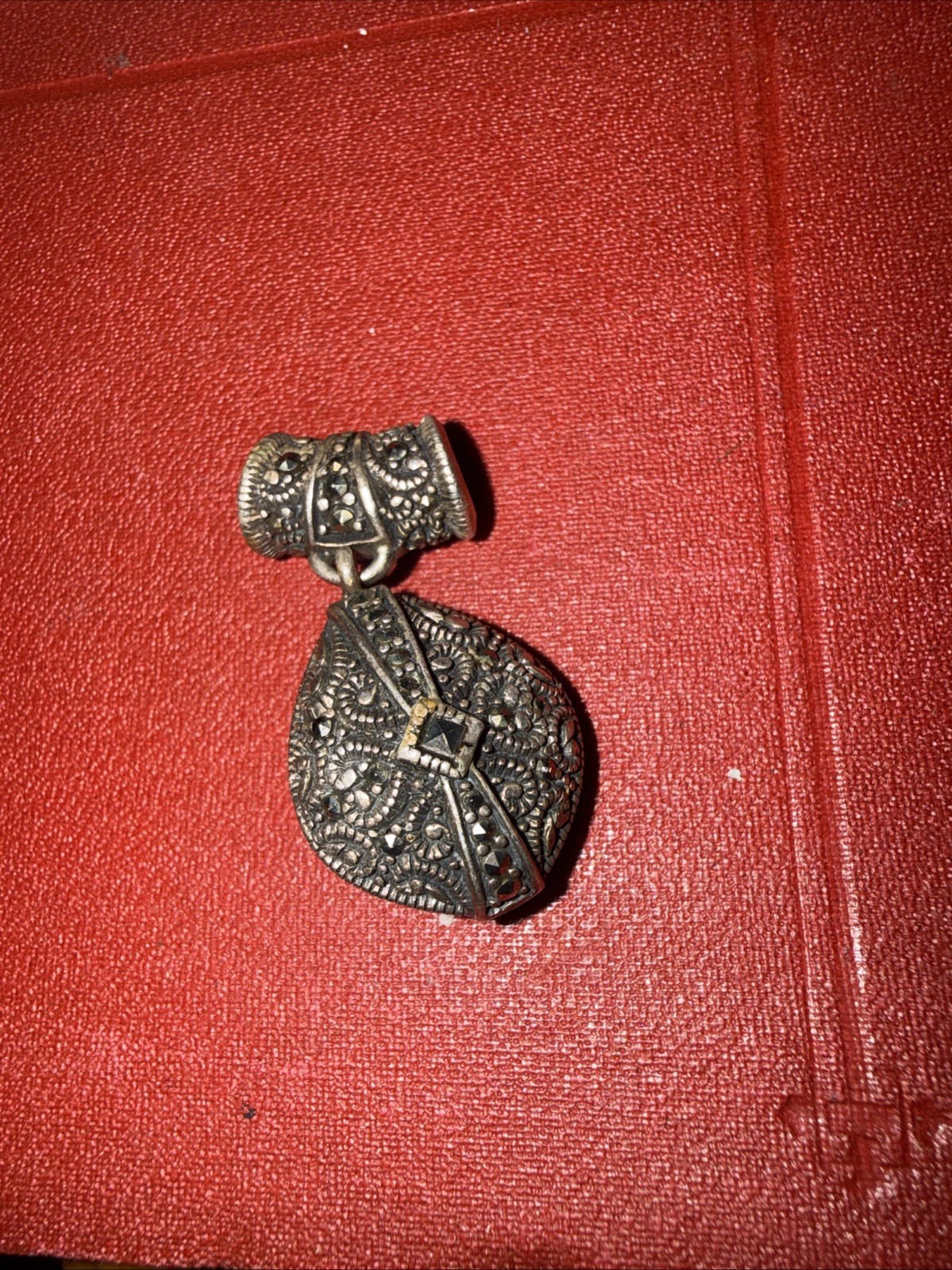 Vintage Mother-of-Pearl Cameo .925 Sterling Silver With Marcasite Accents