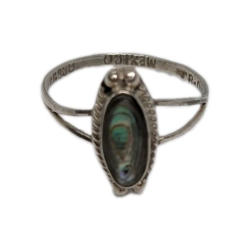 Vintage Alpaca Mexico Abalone Ring Size 6 Sterling Silver