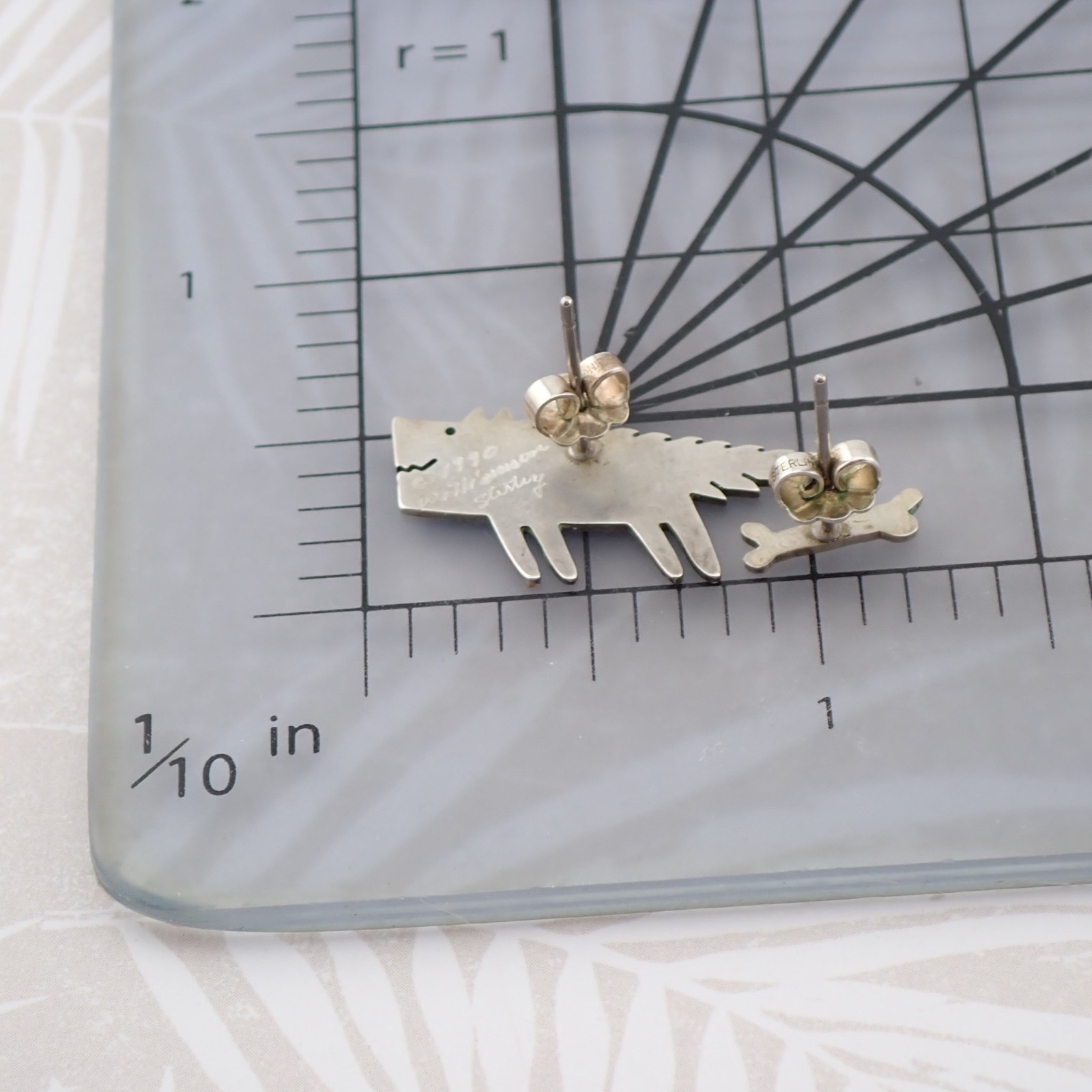 Roberta Williamson Artisan Petie Dog Bone Sterling Silver Earrings Necklace Set