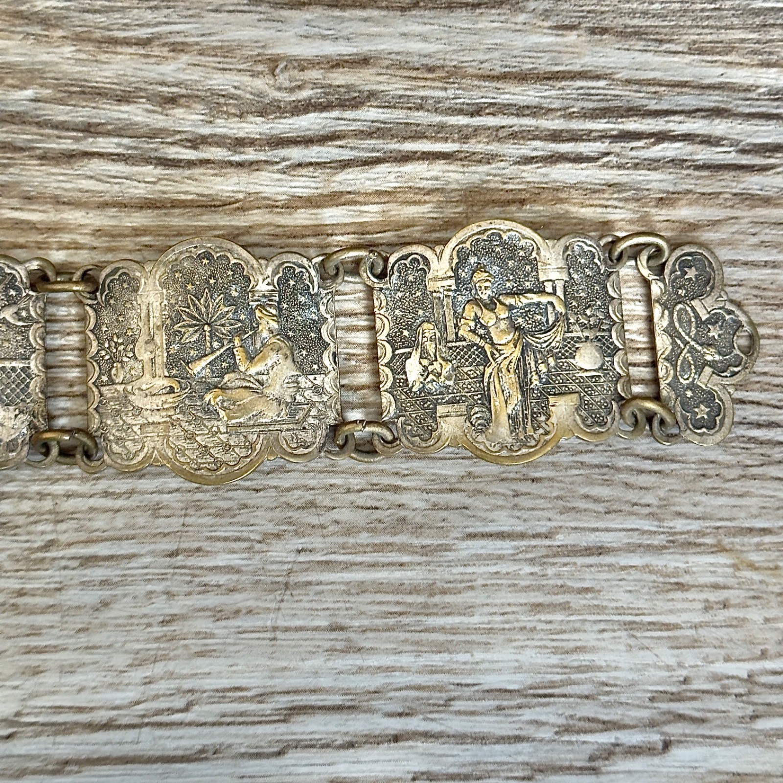 Vintage Arabian Nights Story Teller Panel Bracelet Souvenir Du Maroc