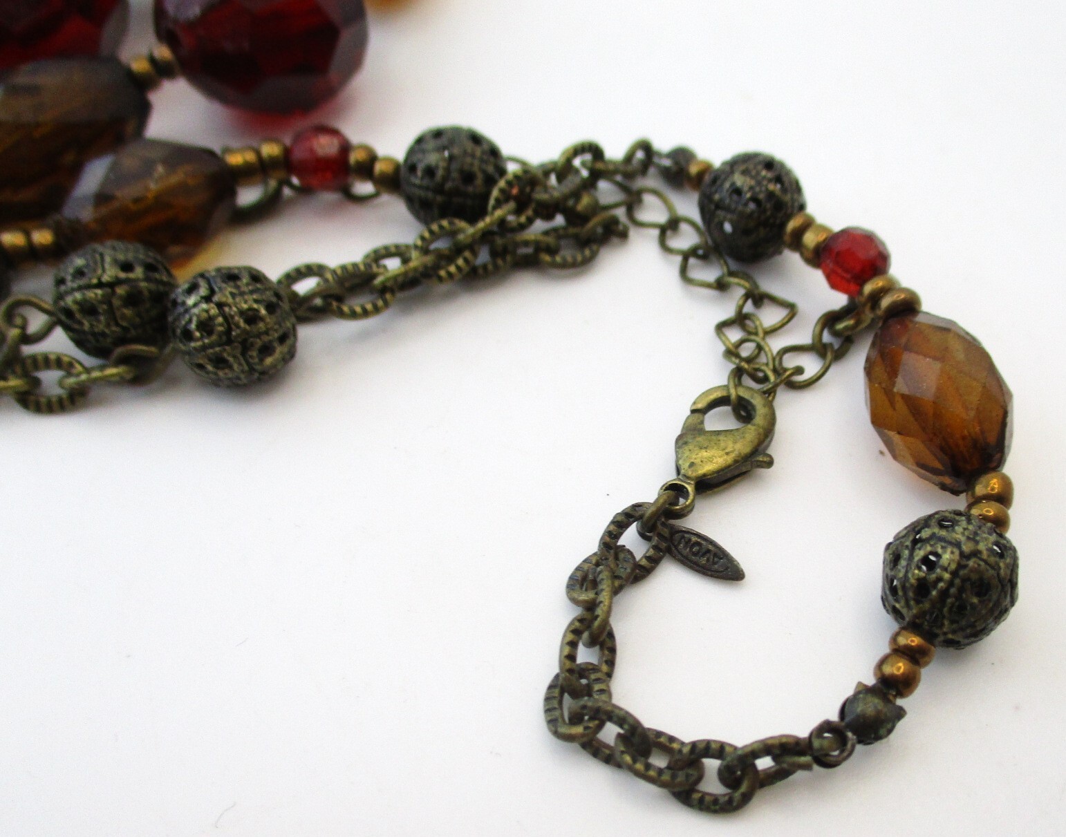 Vintage AVON Boho Acrylic Necklace Long 30″ + Fall Colors 5314