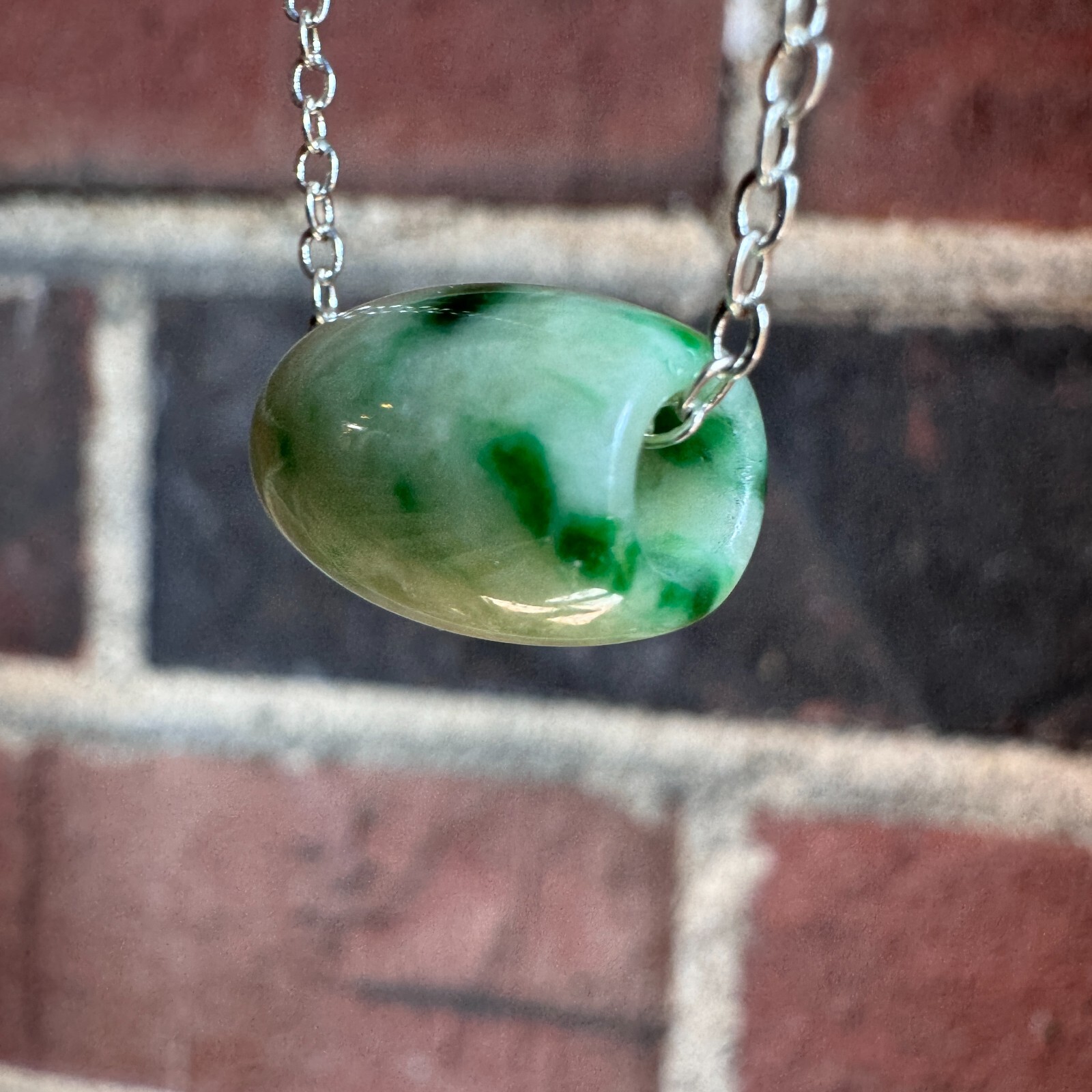 Certified Grade A Burma Jadeite Necklace Transference Bead Design Vivid Green