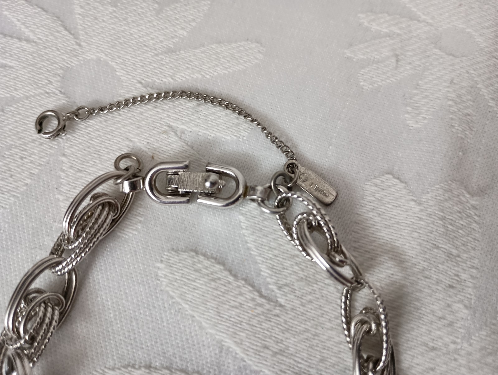 Vintage Monet Silver Plated Chain Link Starter Charm Bracelet
