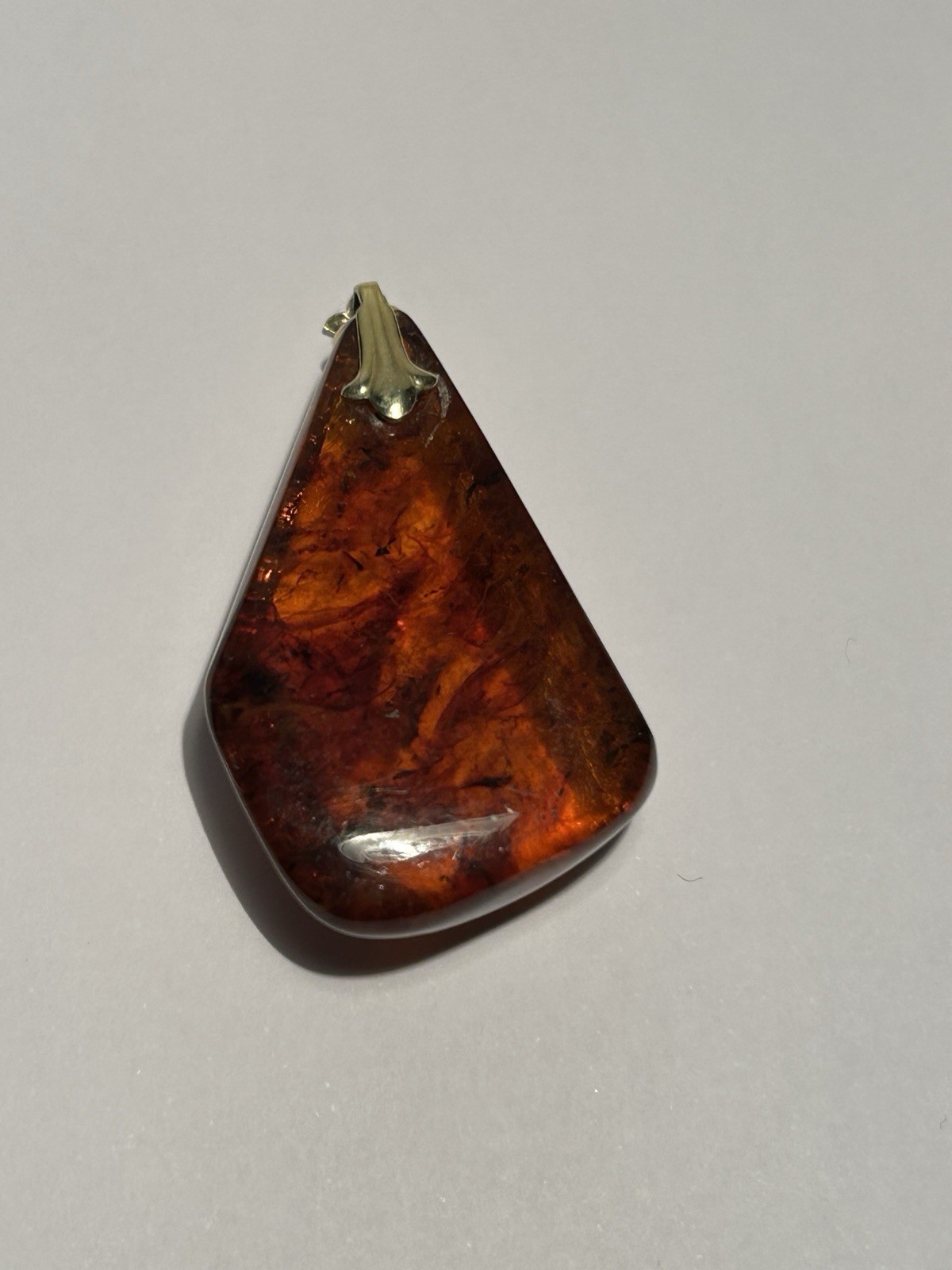 Vintage Baltic Amber Pendant Gold Bail AD Mark Honey Cognac Natural*