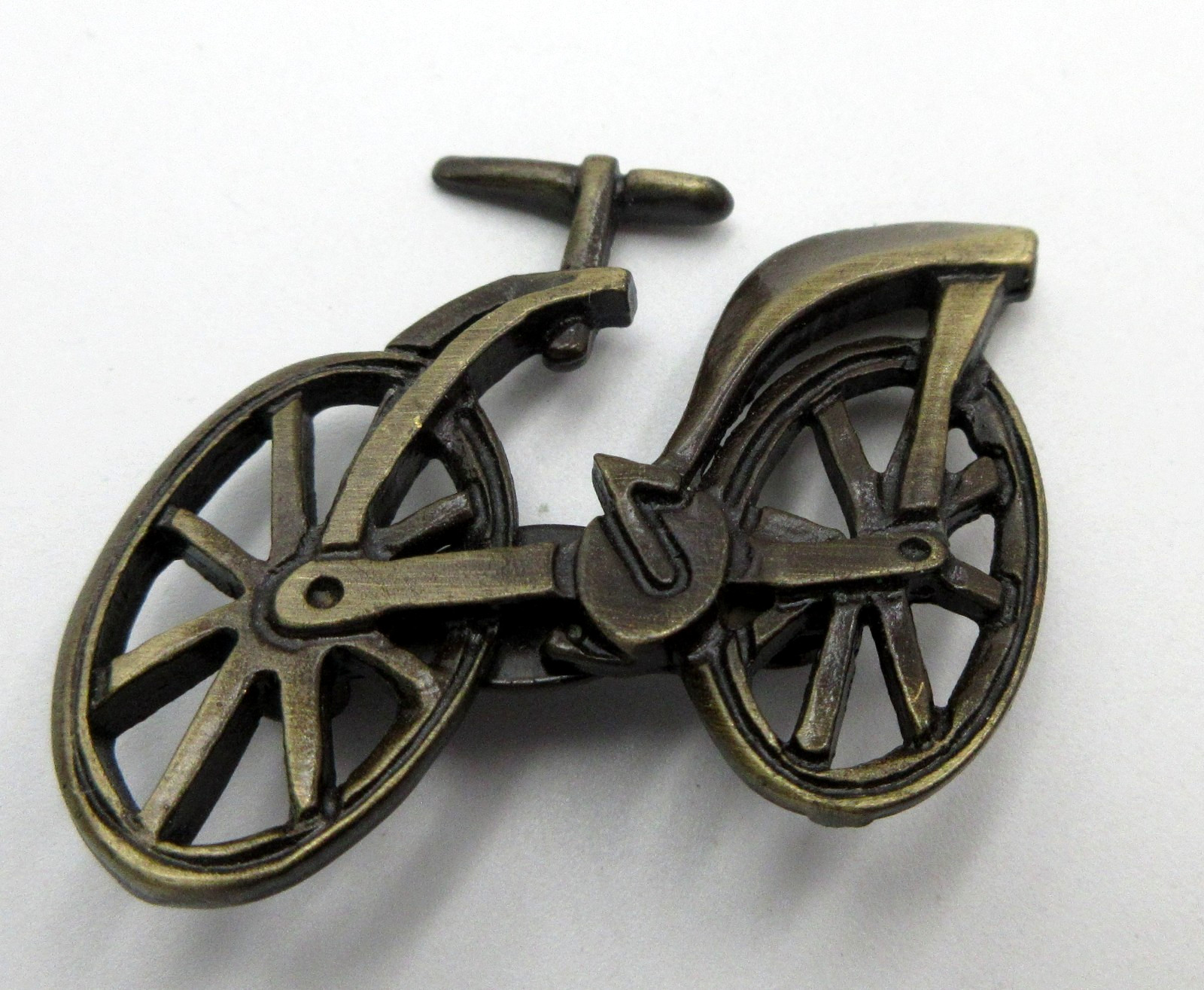 VTG BIKE BICYCLE BROOCH pin gold bronze tone shade metal biker men woman jewelry