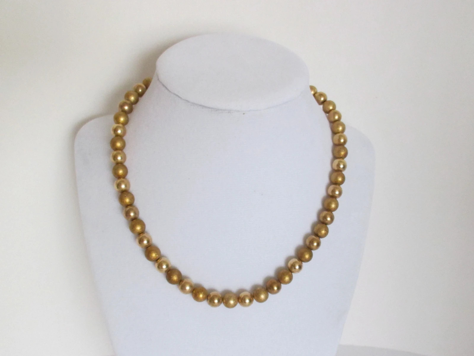 12K Gold Filled Beaded Necklace Designer Signed A&Z 12K Gold Filled Strand