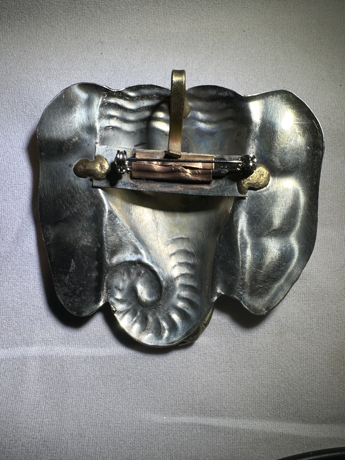 Mixed Metal Brass Elephant Can Be Worn as Brooch or Pendant Handmade Vintage