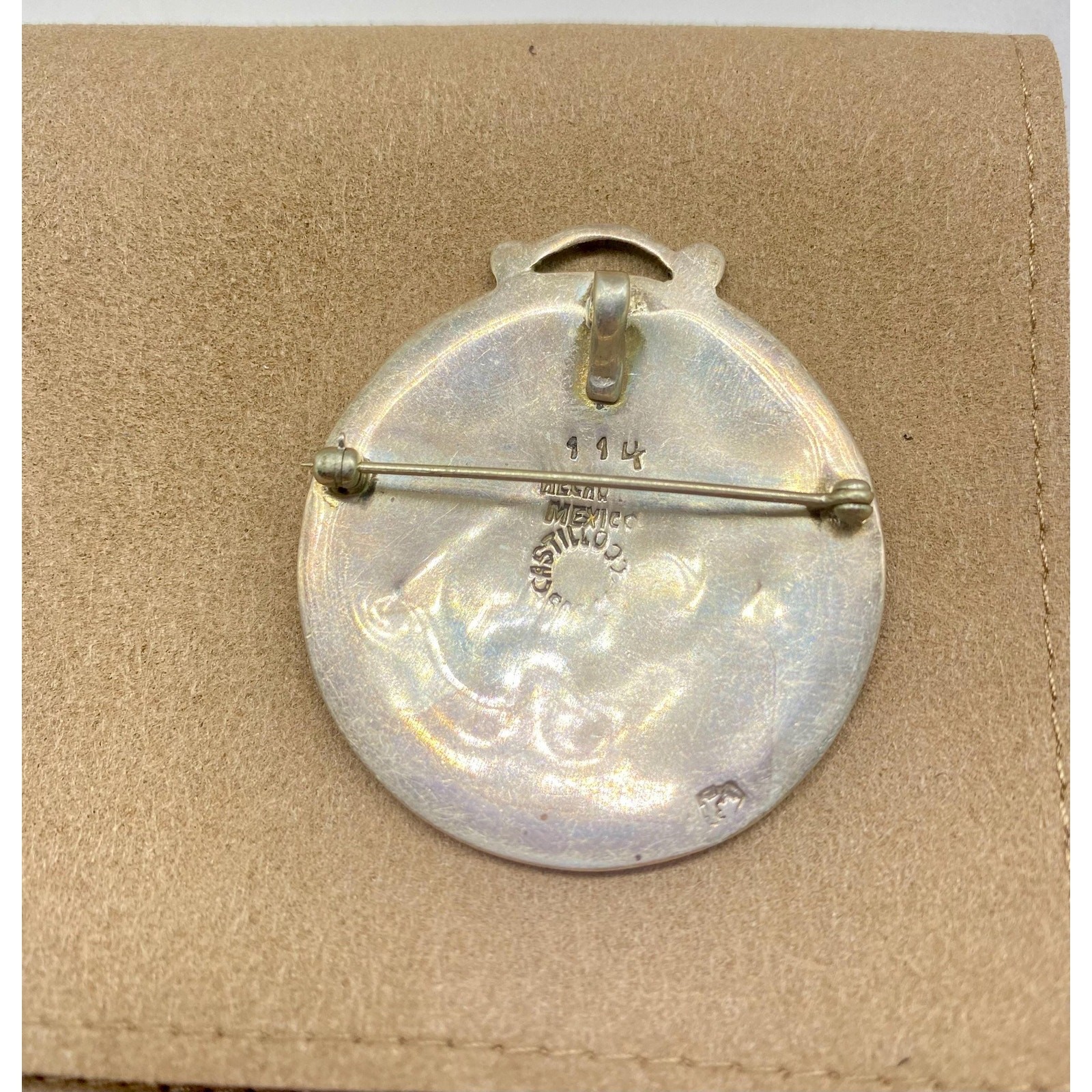 VTG Los Castillo 114 Mexican Silver Taurus Brooch & Pendant Taxco Sterling