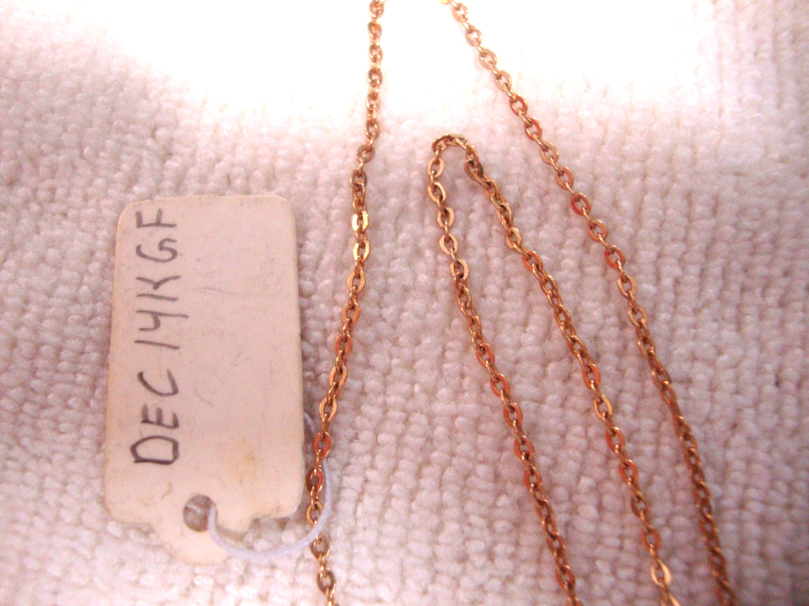 Vintage 14K Gold Filled Solitaire Pendant Faux Diamond Signed DEC with 17″ Chain