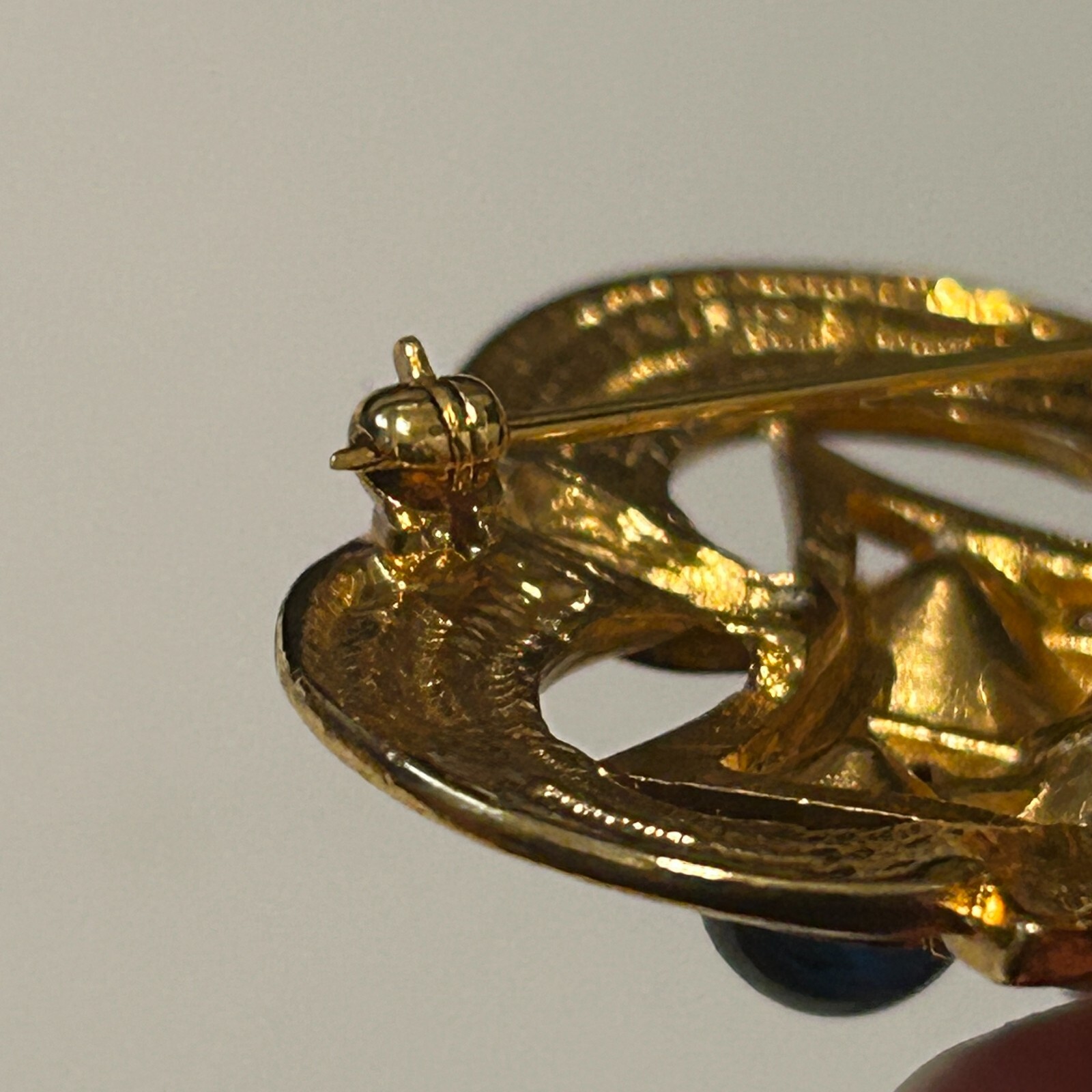 Vtg Ben Amun Gold Plated Jeweled Mogul Gripoix Poured Glass Brooch Pin Unsigned