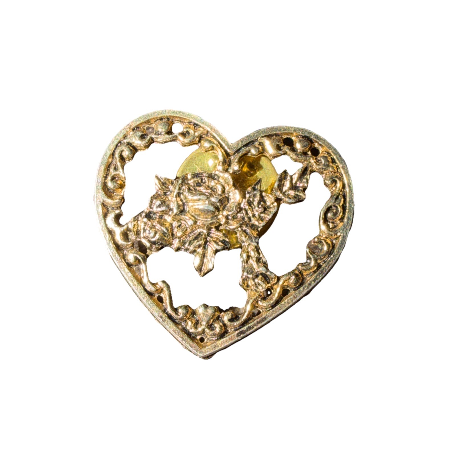 Vintage Heart With Flowers Pin