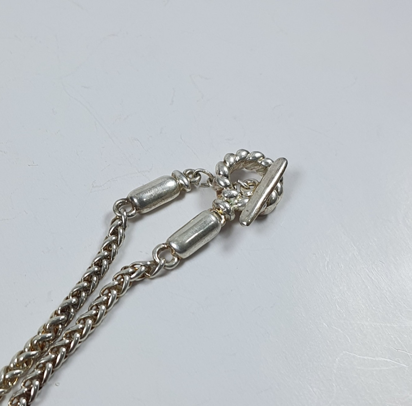 Vintage Spiga Wheat Chain Necklace Silver Tone Toggle Clasp 52cm Heavy Link