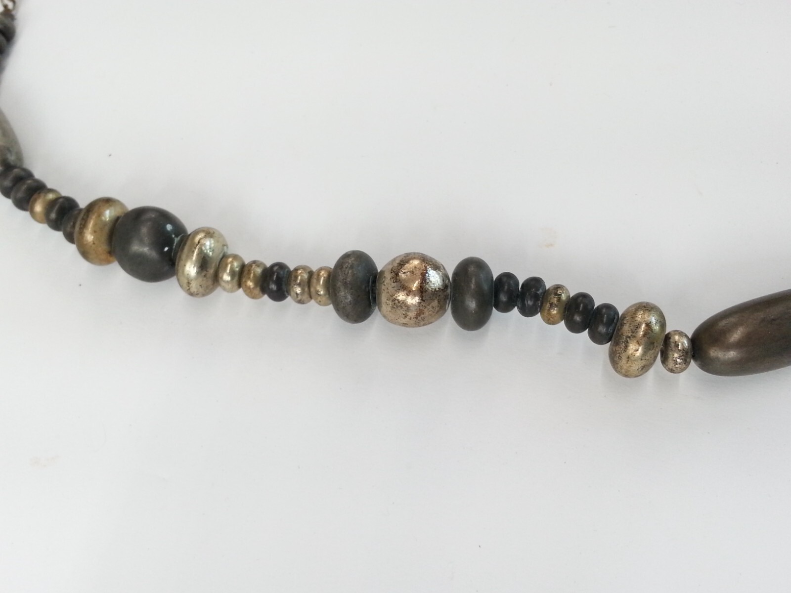 Vintage Beaded Metal Necklace14.5″ / 29″ total length