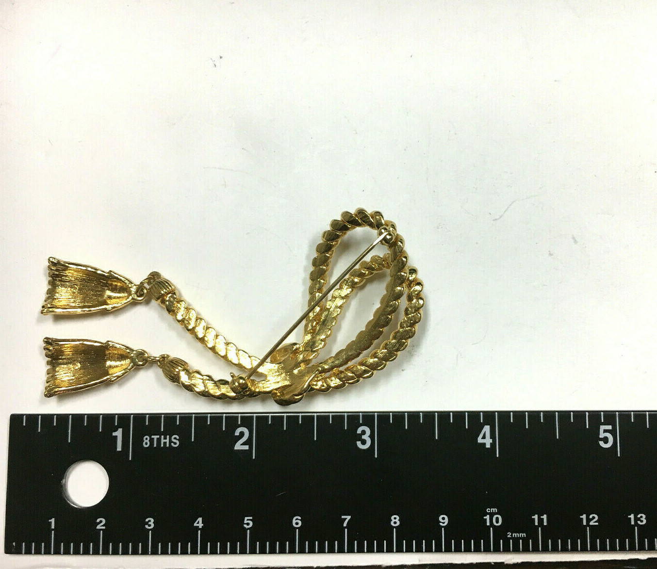 Vintage ICONIC Knotted Rope TASSEL Brooch Nautical Gold PL Dangle R191i
