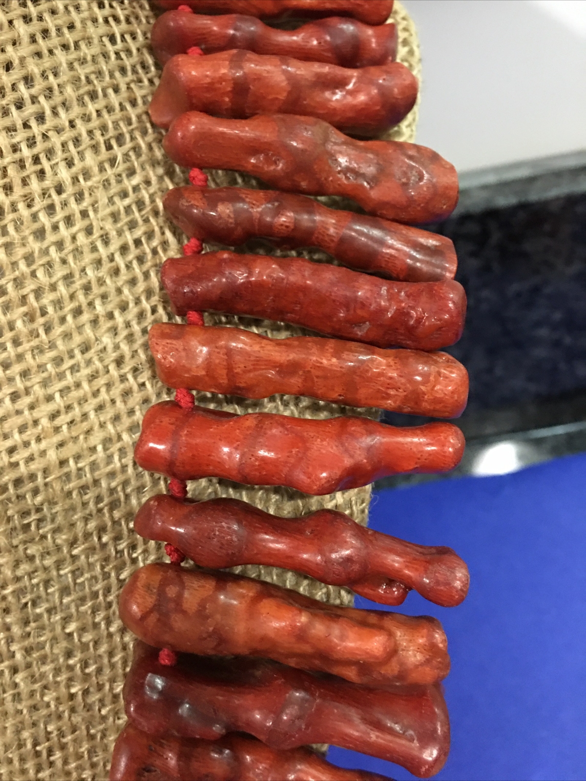 VINTAGE REAL GENUINE RED BRANCH CORAL CHUNKY NECKLACE STERLING CLASP& CHAIN 200g