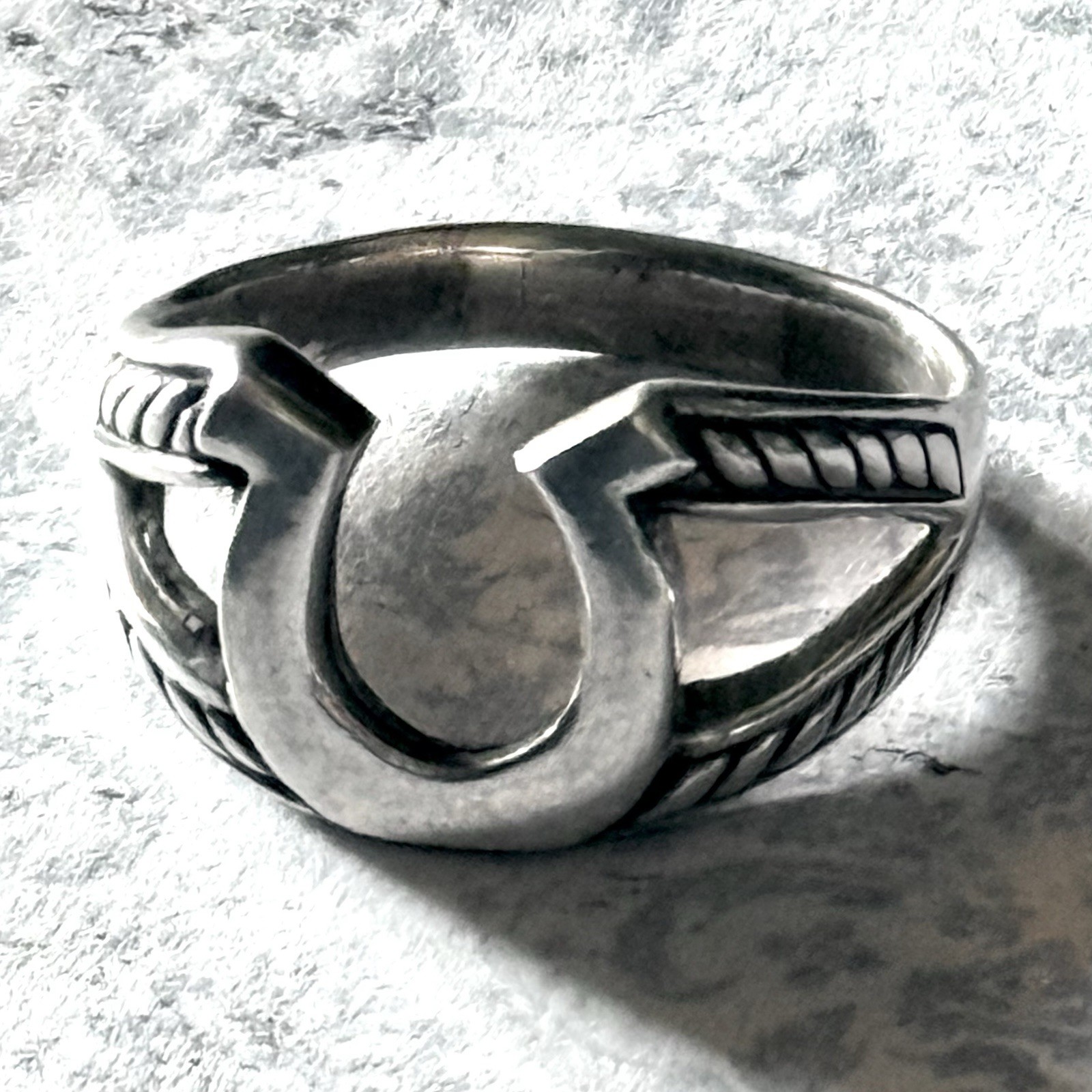 Horseshoe Ring Size 14 Sterling Silver Braided Western Rope Country Mens Gift