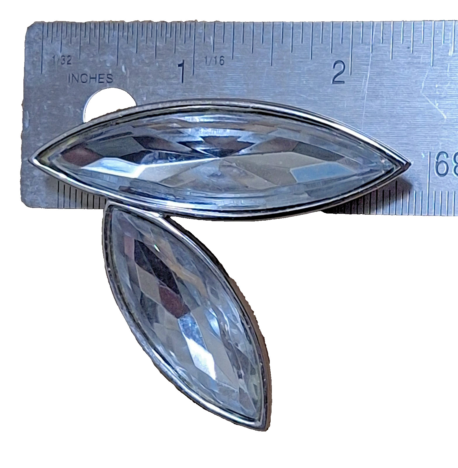 Vintage RICHELIEU Huge Marquis Rhinestone Brooch Pin 2 1/4 Across
