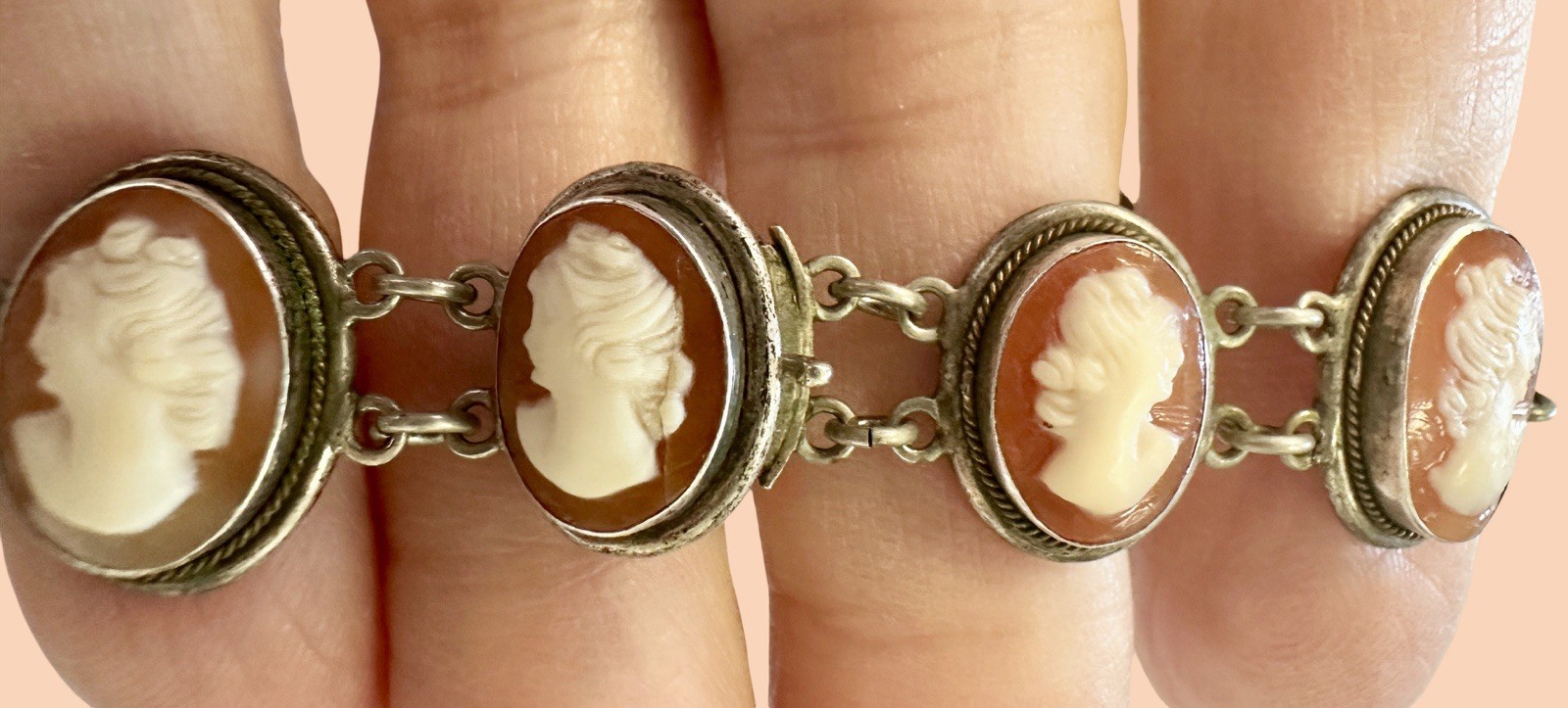 Vintage Sisters Cameo Bracelet 800 Silver
