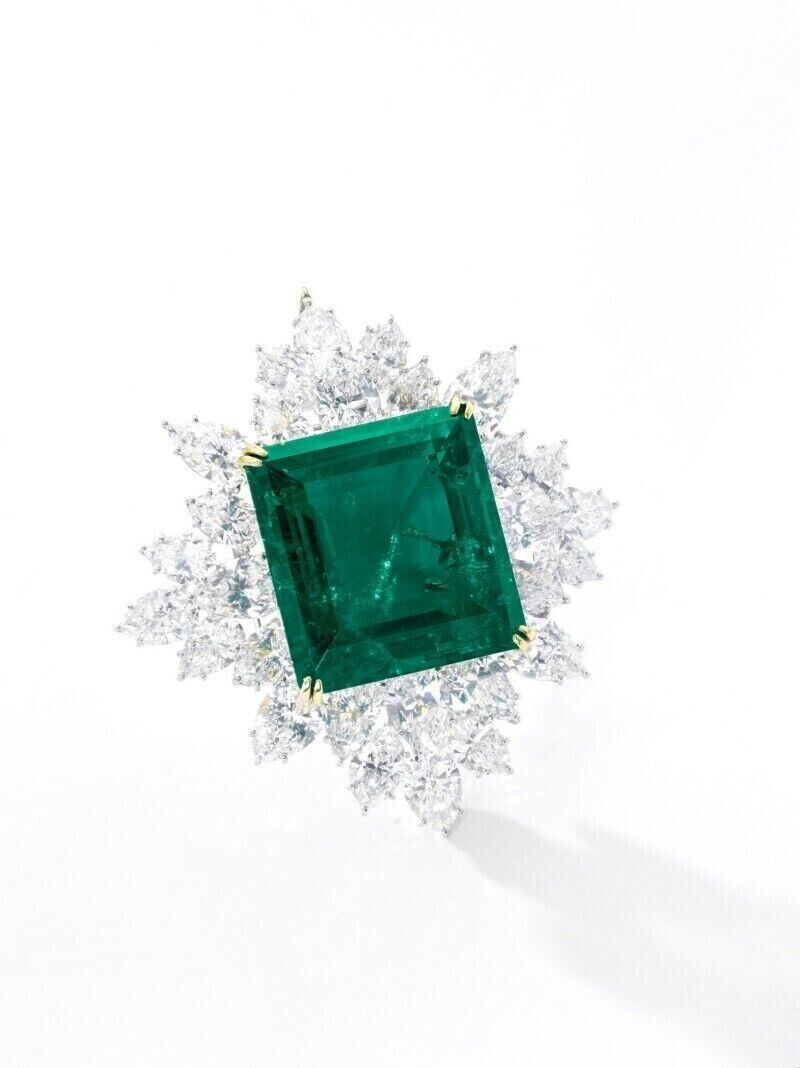 Huge Vivid Pine Green Square Cut Lab Created Emerald Cluster Style Brooch