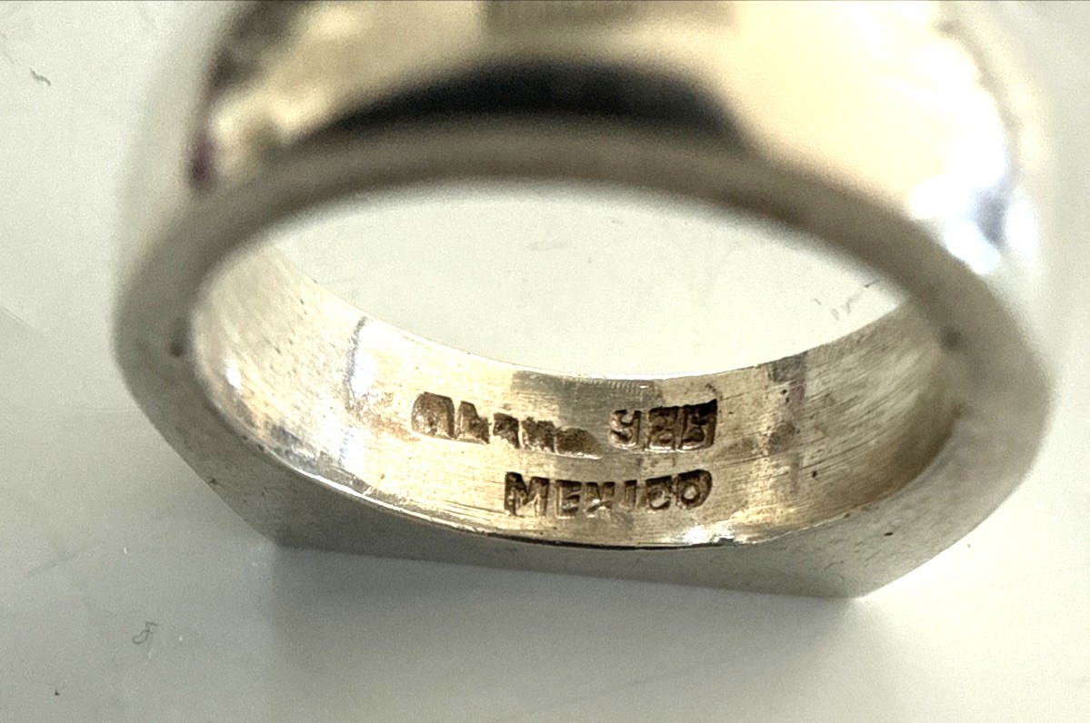 VTG Sterling Silver .925 Made in Mexico Square Top ring, 11.5 grams, size 7.5