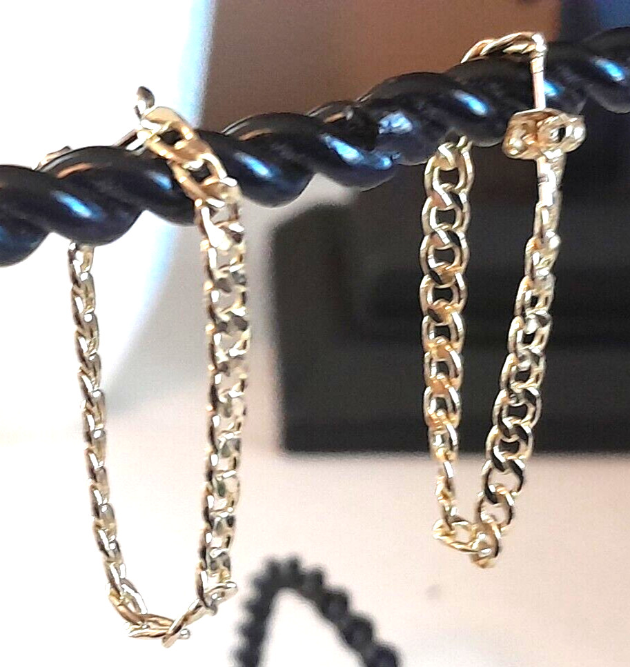 Vintage 1980’s Gold Tone 1.25″ Rope Chain Dangle/Drop Earrings Classic Beauty