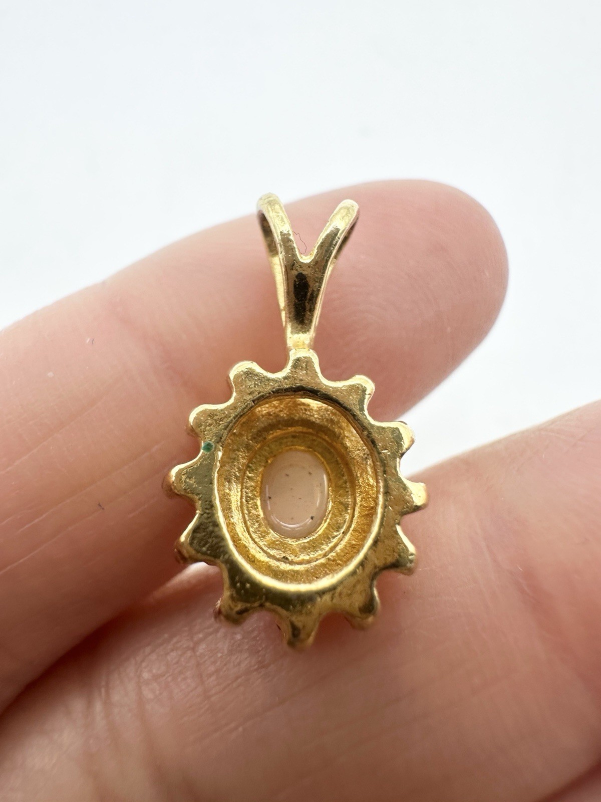 Vintage Pink Spinel Opal Pendant Gold Tone