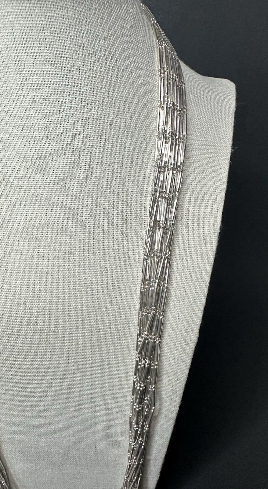 Vintage Coldwater Creek Liquid Silver Style Multi strand Layered Necklace 30”