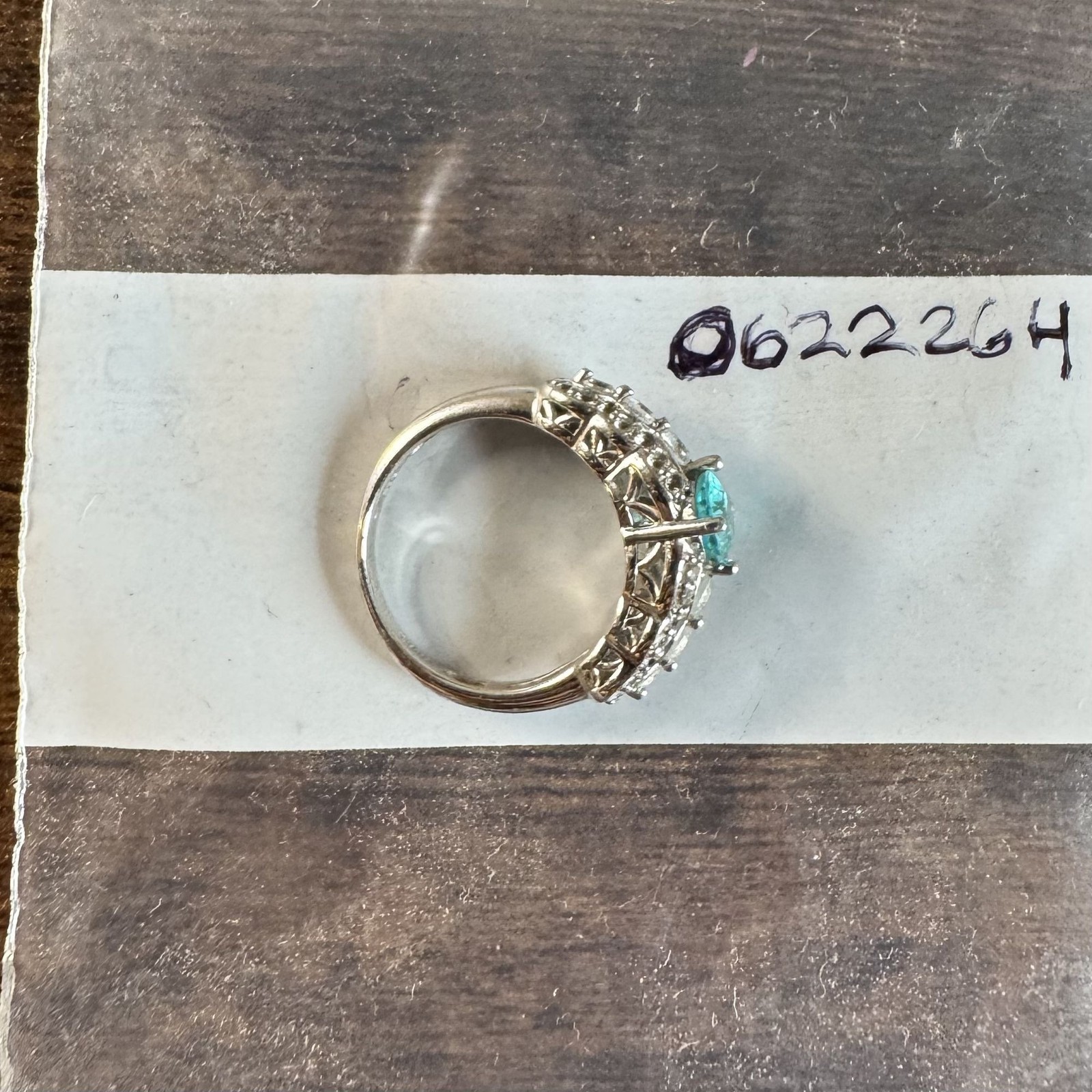 VTG Sterling Silver 925 Blue & White Gemstone Scalloped Design Ring Size 7