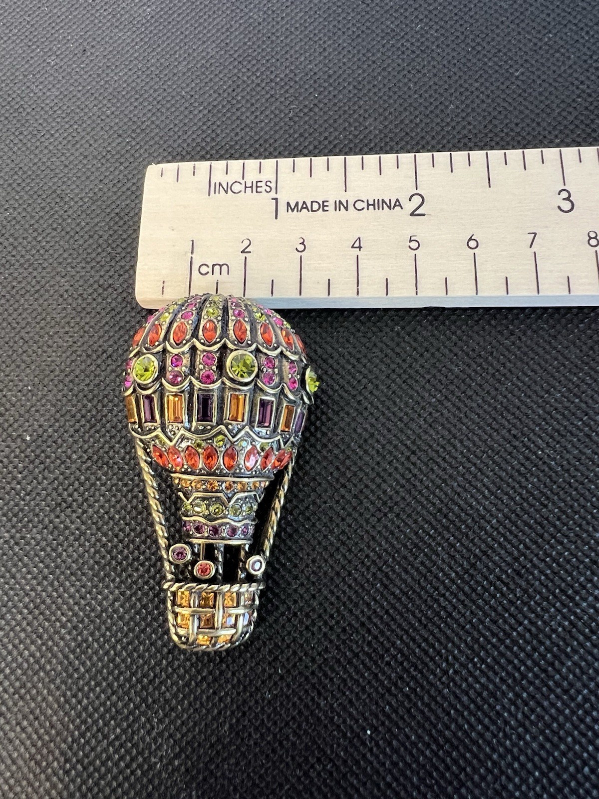 Heidi Daus Full of Hot Air Balloon Signed Brooch Pin 2.25” HSN Swarovski Crystal
