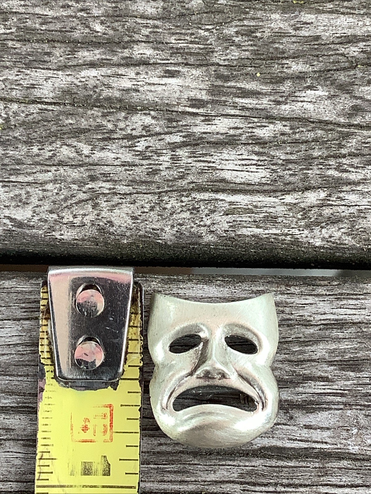 Vintage Mini Silver Mask Whimsical Pin Brooch