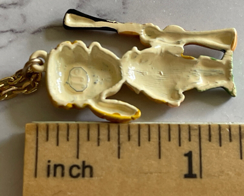 JJ Jonette Gold Tone Enamel Story Book Daniel Boon Necklace R-26