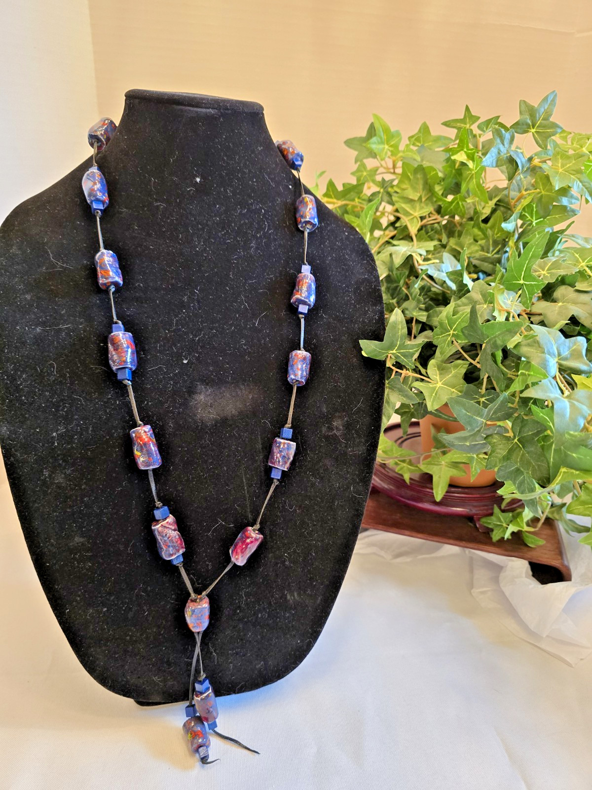 Vintage 1980s Murano Italy Art Galss Necklace Handmade Venetian Lampwork Beads